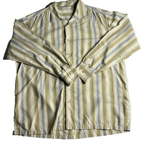 Tommy Bahama Silk Shirt Men's Size XL Striped Long‎ Sleeve
